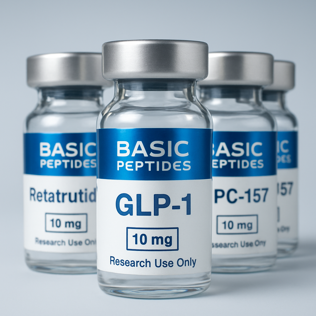 Cluster of BASIC PEPTIDES research peptide vials